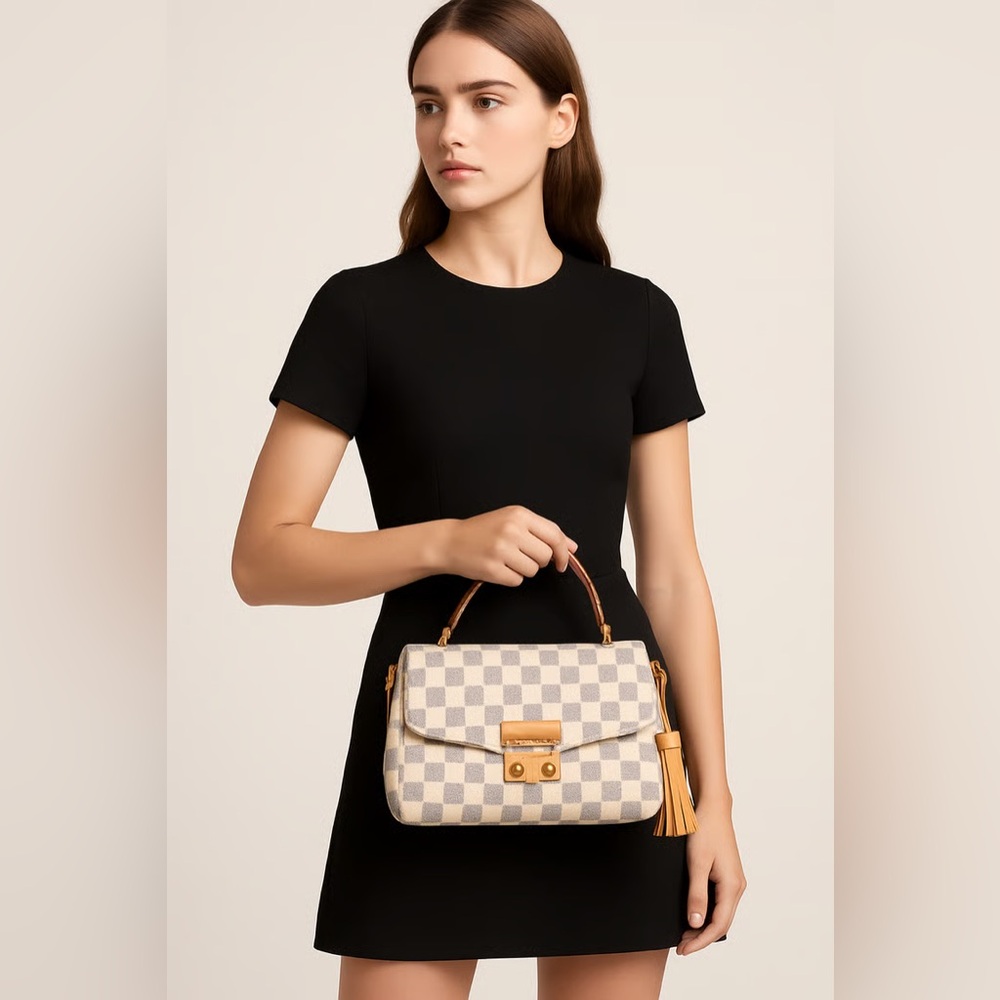 158-24 Preloved  Louis Vuitton LV Croisette in Damier Azure